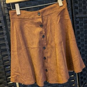 SHEIN Rust Button-Front Skater Skirt